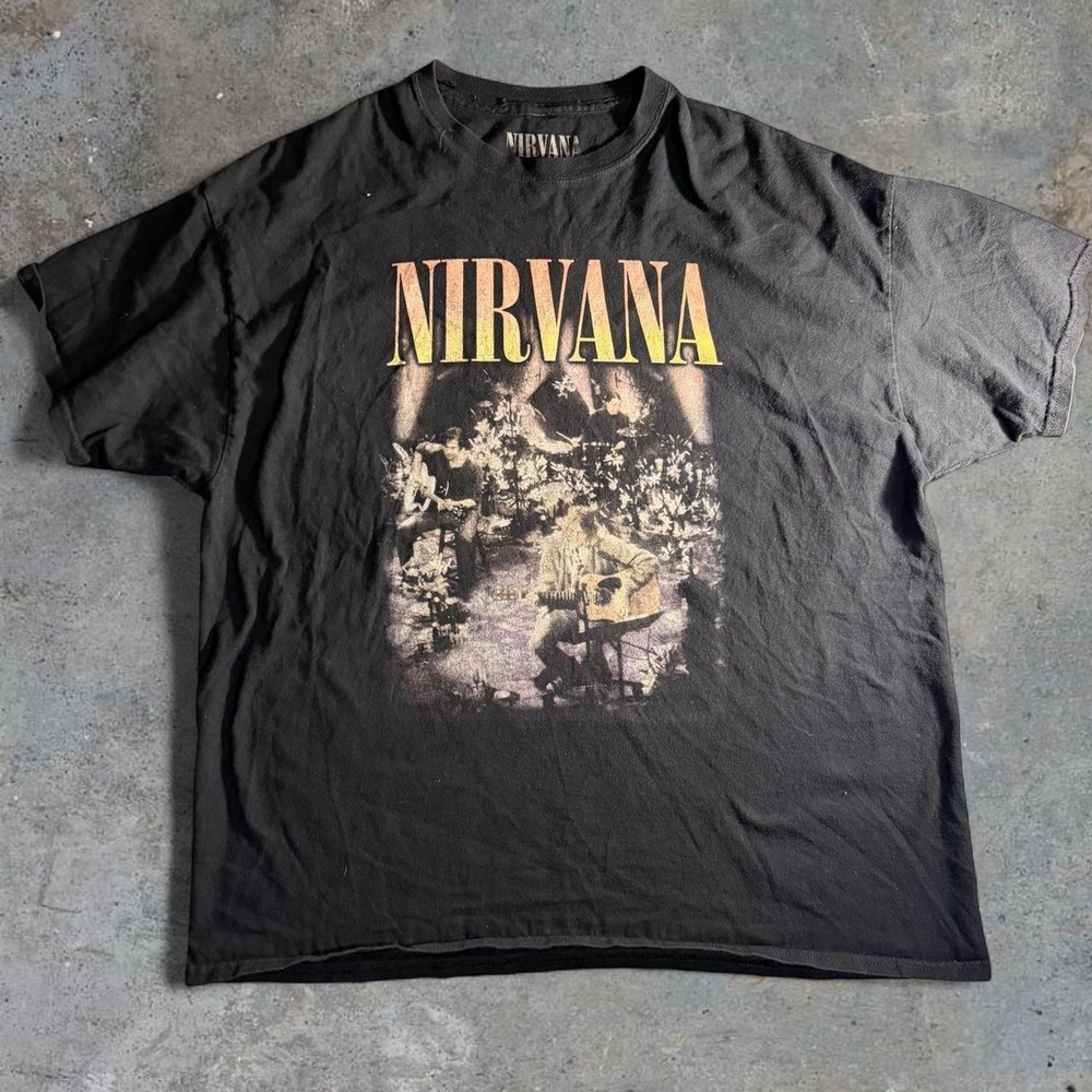 Nirvana MTV Unplugged Graphic Band T-Shirt Black Men's Size XL